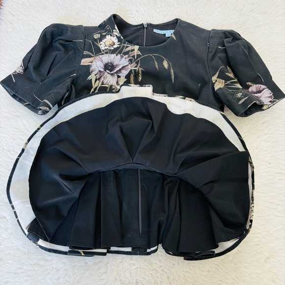 Antonio Melani Floral Black Puff Sleeve Top size 0 - Picture 4 of 15